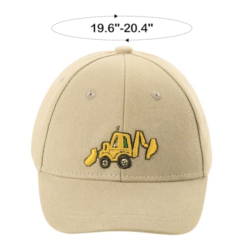 Embroidered Baseball Hat for Boys Girls, Toddler Baseball Caps Adjustable Vintage Excavator Trucker Hats, Age 2-52
