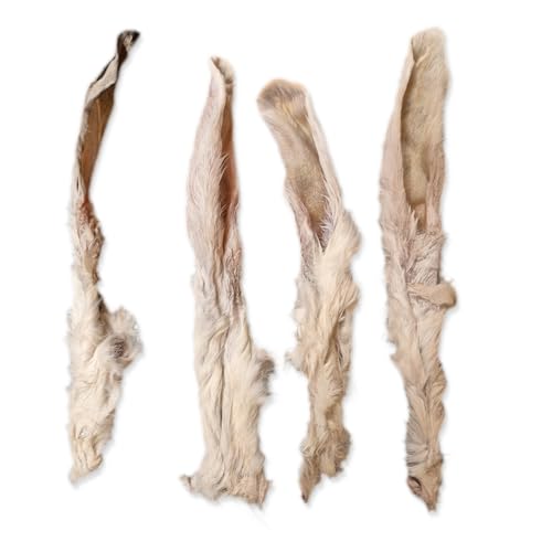 500 g Kaninchenohren mit Fell getrockneter Hundesnack, Kausnack, Hundefutter natürlicher und leicht verdaulicher Snack für Hunde, ideal zur Zahnpflege und Belohnung, ca. 50 STK.