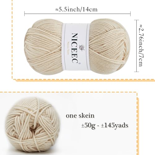 Image of NICEEC 300g Soft Assorted Colors Yarn - Sport Weight,100% Acrylic, 4 Ply, Bonbons Yarn for Crochet & Knit, DIY Project Starter Kit for Kids or Adults(Total 870yds) - Series 15