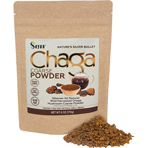 Sayan Siberian Raw Ground Chaga Powder 6 Oz (170G), Wild Forest Mushroom Tea, Powerful Adaptogen Antioxidant Supplement, Support For Immune System And Digestive Health #TOP7