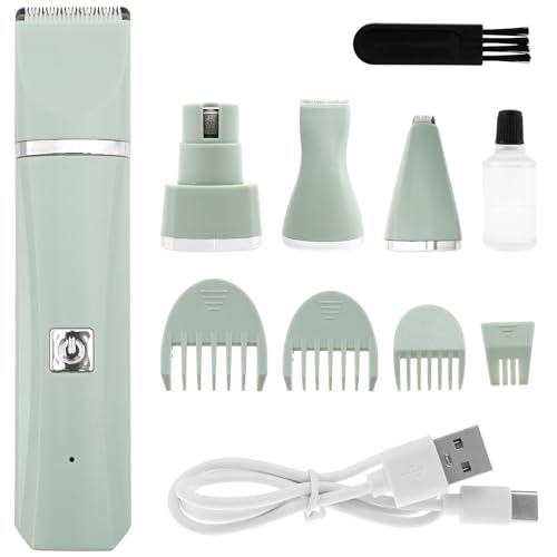 ZJRDYYK Dog Grooming Clippers Kit - Electric Rechargeable, Dog Grooming Kit with Paw Trimmer, Dog Clippers Grooming Kit, Pet Trimmer Set, Cordless Dog Paw Trimmer, Pet Grooming Kit (Green)
