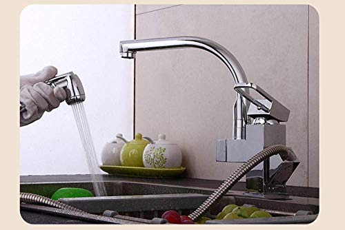 Robinet de cuisine rotation 360 degrés double commande avec douchette intégrée