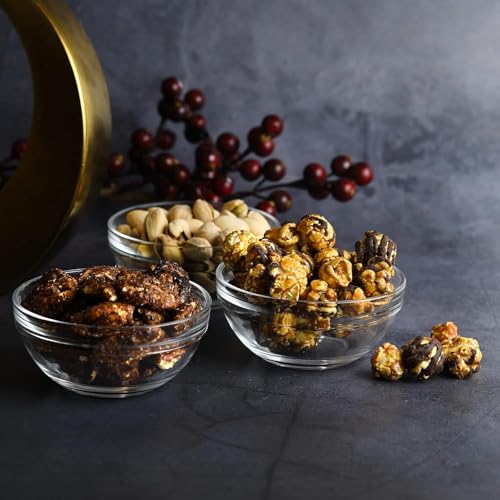 Image of WRINGO Glass Bowl for Kitchen Prep, Dessert, Dips, and Candy Dishes, Cake, Snack Bowl Set of 6 Or Nut Bowls, and Microwave Safe Clear Glass Bowls for Mixing, Storing Size 3.5 Inch (WR-11), 100 ml
