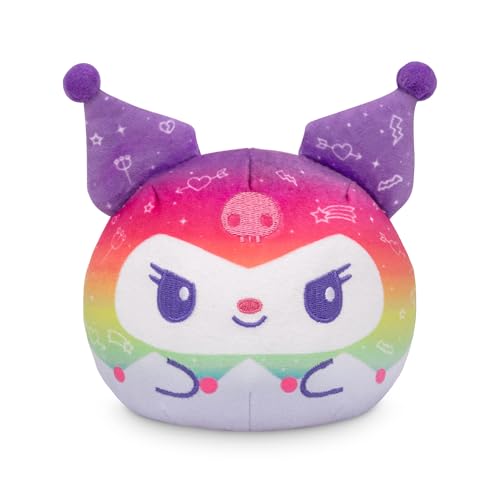 Image of TeeTurtle Reversible Sanrio My Melody and Kuromi Plushie 4-Inch Rainbow Two-Sided Flip Plush Toy with Embroidered Details - Cute Mini Collectible Plush for Kids, Teens, and Adults