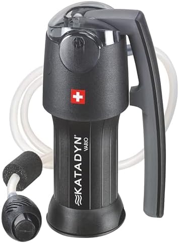 Katadyn Vario Dual Mode Hand Pump Continuous Water Filter for Backcountry | Dual Piston Continuous Flow, 2L Per Min, 15 oz Lightweight, Portable Filtration for Camping, Backpacking, Hiking & Survival