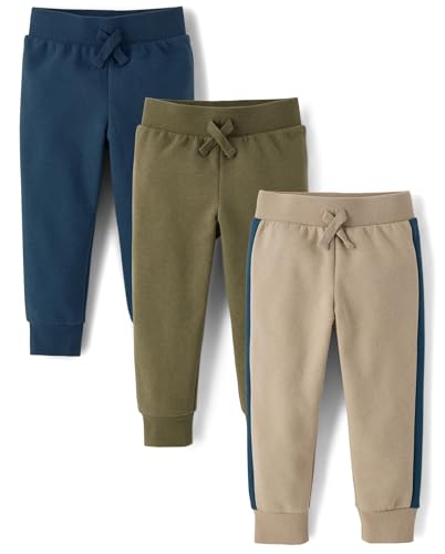The Children's Place,Baby Boys,and Toddler Fleece Jogger Pants,Gray/Blue/Olive 3-Pack,2 Years