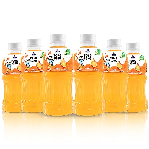Image of Sapphire Poko Loko Orange Flavoured Fruit Juice Drink with Nata De Coco | Refreshing Fruit Drink filled with Natural Fruit Fibres, 300ml (Pack of 6)