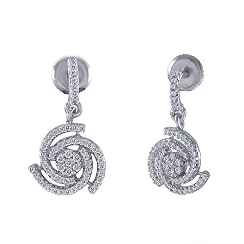 Pretty Jewels 0.40 Carat (Cttw) Round Cut Natural White Diamond Screwback Dangle Earrings In 14K Solid White Gold Jewelry Gift For Engagement Wedding Birthday (Color: H-I, Clarity: I1-I2) #TOP1