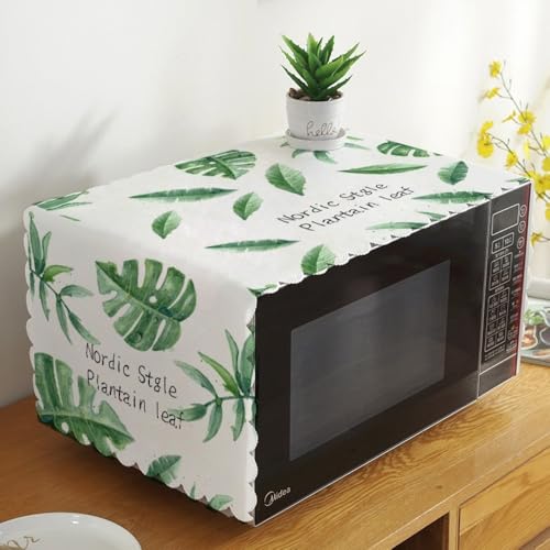 Image of DOCAT Dust-Proof Microwave Oven Cover for Kitchen Decor Durable Modern Design Kitchen Accessories - 100 * 35cm, lightweight, durable polyester (Green Leaf)