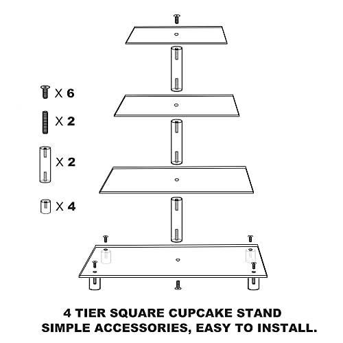 Cupcake Stand, 4 Tier Cupcake Stand For 50 Cupcakes, Square Tiered Cupcake Tower, Clear Acrylic Cupcake Holder, Dessert Stands For Party, Wedding, Birthday, Baby Shower, Halloween #TOP7