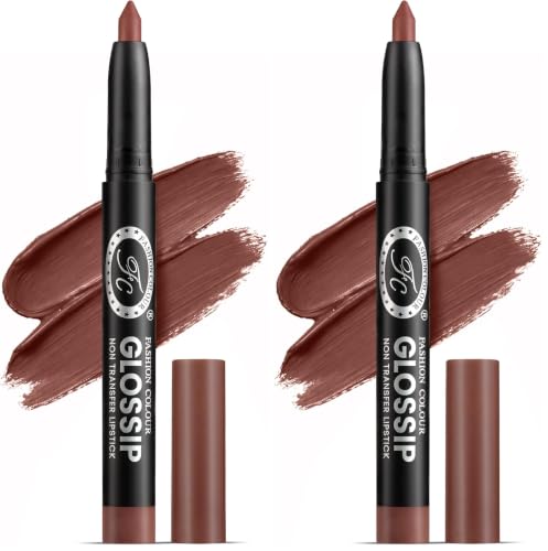 Image of Fashion Colour Glossip Non-Transfer Lipstick | Long-Lasting 12 Hours Stay | Retractable Lip Crayon | One Swipe Application | Available in 26 Vibrant Shades (815-Espresso) (Pack of 2)