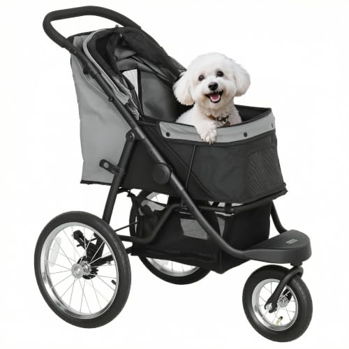 PawHut Hundewagen Jogger Klappbar für Kleine Hunde & Katzen 10 kg Grau