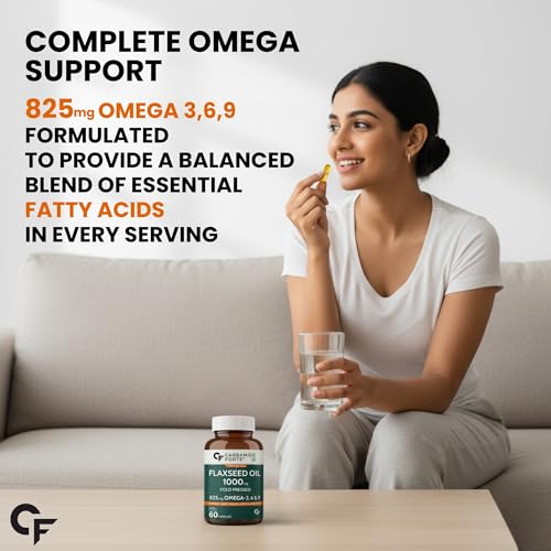 Image of Carbamide Forte Flaxseed Oil Capsules - 1000mg Cold Pressed | omega 3 vegetarian capsules | flax seed oil with Omega 3, 6 & 9 | No Fishy Burps | Supports Heart Health, Joints & Digestion - 60 Capsules