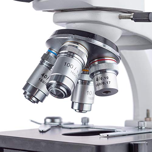 Image of AmScope T380C-5M Digital Professional Compound Trinocular Microscope, 40X-2500X Magnification, WF10x and WF25x Eyepieces, Brightfield, LED Illumination, Abbe Condenser, Double-Layer Mechanical Stage, 85-265V Wide-Voltage Power Supply, Includes 5MP Camera with Reduction Lens and Software