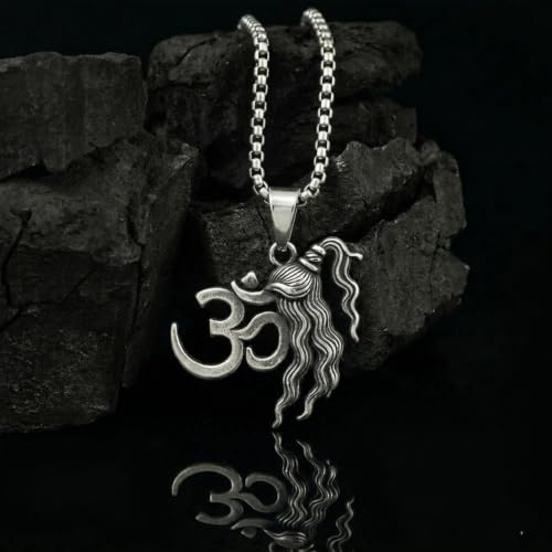 Image of THE MEN THING - Sanatan Divine Symbols Oxidised Pendant Necklace with 24inch Round Box Chain for Men & Boys