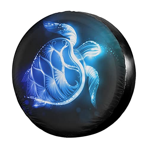 Image of Blue Sea Turtle Pattern Spare Tire Cover Dust-Proof Wheel Tire Cover Fit Trailer, RV, SUV and Many Vehicle 15 Inch