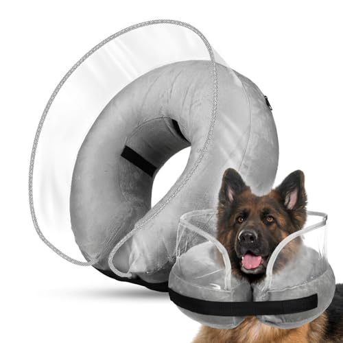 Aschpas® Collarín inflable para perros con capa protectora para hocicos largos, collarín para...
