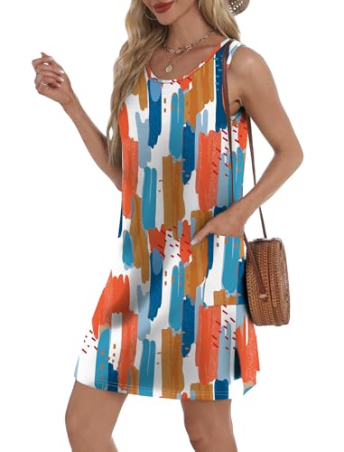 Image of BKRIVE Coverup Summer Dresses for Women 2026 Eyelet Casual Loose Sleeveless Sundresses Tank Dresses with Pockets