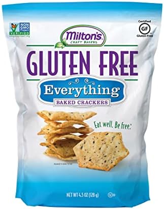 Milton’s Gluten Free Crackers (Everything). Everything Bagel-Inspired Gluten-Free Grain Baked Crackers (Single Pack, 4.5 oz).