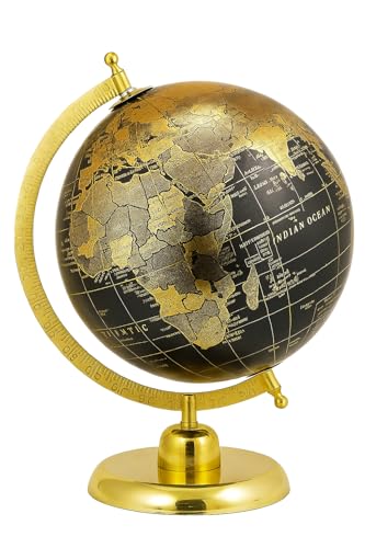 Image of 8 Inch Decorative Antique World Globe with Metal Stand - Vintage Desk Globe for Office & Study