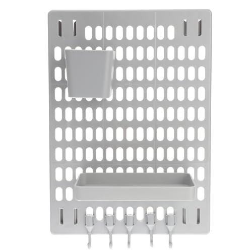 TINEASUR Organizador de Pared Multiusos sin Perforaciones para Cocina y Baño Estantes de Ps y Ganchos, Diseño Clásico Rectangular para Sala o Dormitorio