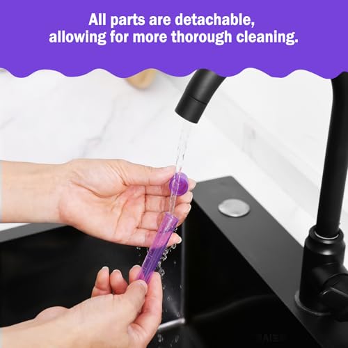 Image of Nasal Aspirator for Baby with 30 Hygiene Filters 0-12 Months, Compact Size, Baby No Bulky Feel Reusable Infant Nose Cleaner, Easy to Use and Clean, Portable for Both Travel and Home Use-Purple