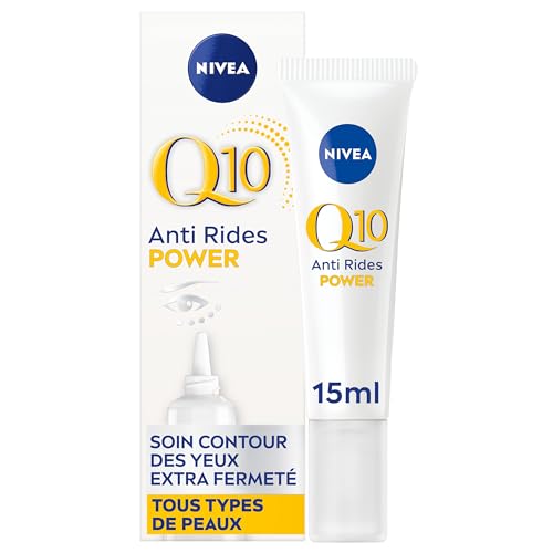 NIVEA Q10 Power Soin Contour des Yeux — Soin visage anti-rides avec Q10 pur & Acide Hyaluronique, Creme contour des yeux anti-âge et anti cerne pour tous types de peaux — 15ml
