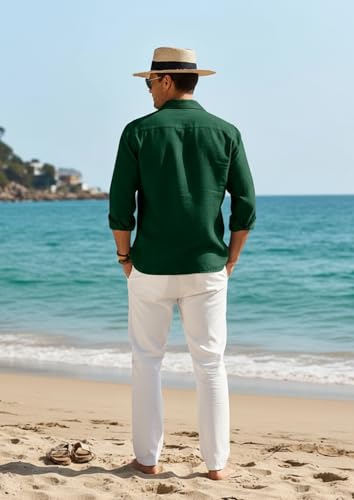 Image of Combo of Men's Casual Cotton Blend Shirt || Long Sleeve Button Down with Spread Collar | Lightweight Breathable Fabric | Stylish Solid Shirt for Beach, Office & Everyday Wear Pack of 2