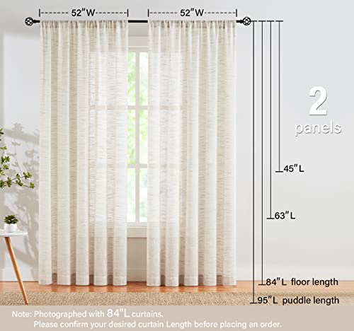 Image of Linen Sheer Curtains 45inch Natural Room Hanging Curtain Cloth