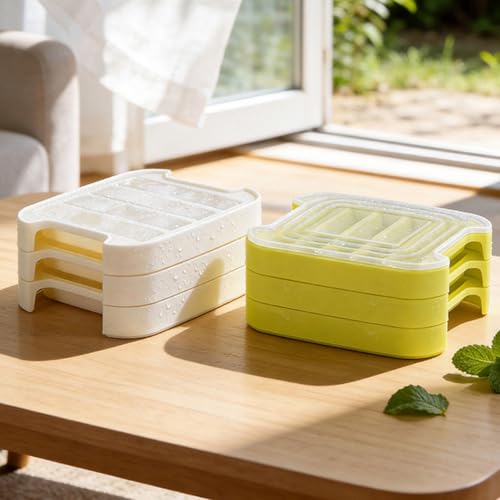 Molde de silicona para cubitos de hielo con tapa y diseño ergonómico miniatura 3