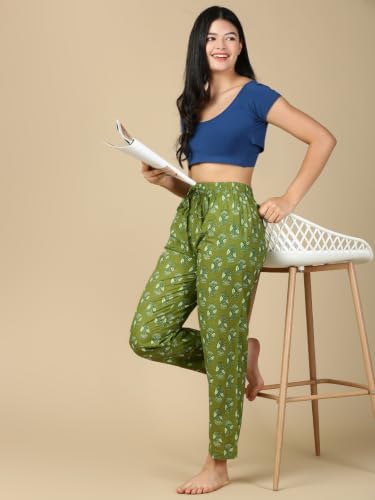 Image of PYNK by Lux Cozi Women's Cotton Printed Palazzo Pyjama Relaxed Lounge Pants | Super Soft Comfortable | Loungwear Pyjama Pant-Pack of 1