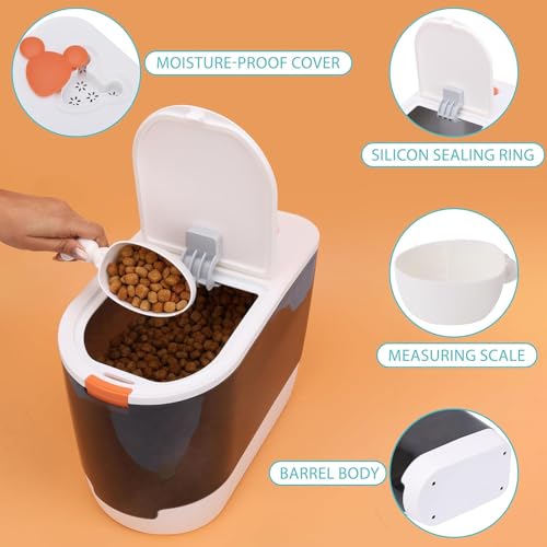 Belle Vous Trockenfutter Behälter mit Messbecher - Futter Aufbewahrungsbox aus Plastik mit Deckel - Tierfutterspender für Katzen, Vögel, Hunde - Fasst 5 kg Tierfutter oder 10 kg Reis, Getreideprodukte