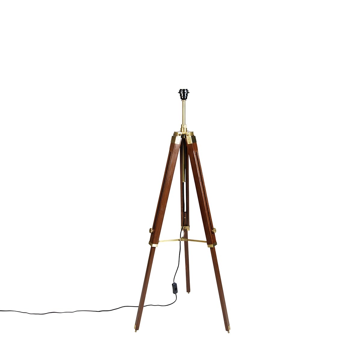 Qazqa - Vintage Floor Lamp Brass Tripod - Cortin - Brown
