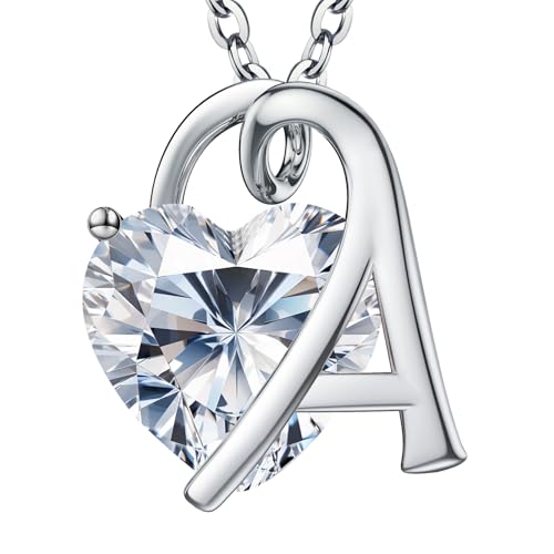 Image of ForeverLove Heart Necklaces for Women, 4-2 Carats Heartshap Moissanite, Silver Pendant Jewelry, Anniversary Birthday Gifts for Wife, Girlfriend, Daughter, Mom