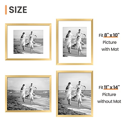 Image of upsimples 11x14 Picture Frame, Gallery Glass Photo Frames Set of 3, Gold