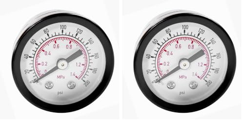 Image of Beduan Air Pressure Gauge for Air Compressor 1-1 /2 inch Dial Center Back Mount, 1 /8 inch NPT,0-200 Psi (Pack of 2)