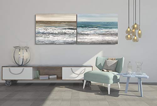Yihui Arts Large Dinning Room Wall Art Hand Painted Modern Abstract Seascape Canvas Oil Painting Ocean Beach Coastal Picture Artwork for Home Decor - Image 8