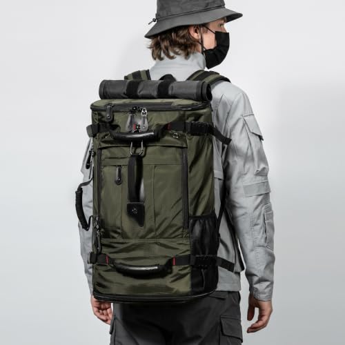 Image of YOUMIAN Large Capacity For Travel Hiking Sports Carry On Backpack Durable Convertible Duffle Bag Laptop airplane (Olive Green Checkered, 60L-Large DualMainOpening)