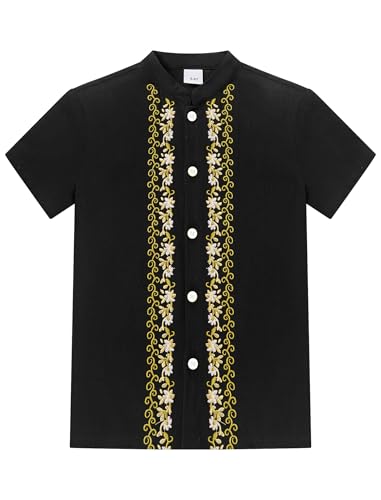 FYMNSI Toddler Baby Boys Mexican Guayabera Shirt Traditional Short Sleeve Button Down Shirts Tops Cinco De Mayo Fiesta Outfit2