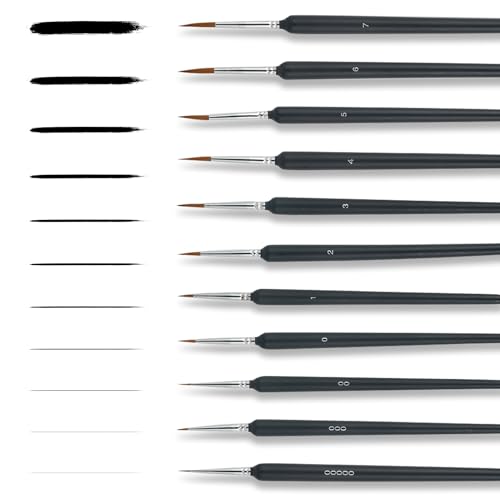 Feine Pinsel Set, pinselset Schule, 11 Stück Pinselset für Aquarell, Modellbau, Malen nach Zahlen. Haarpinsel Set für Künstler und Detailarbeiten.