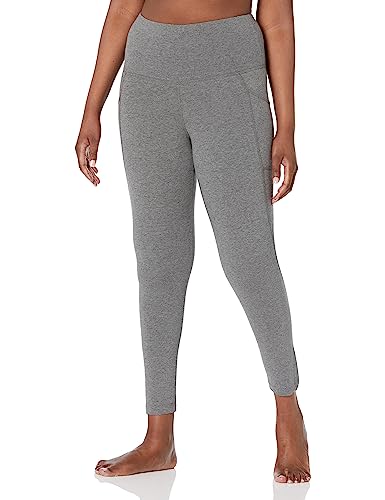 Jockey Women's Cotton Stretch Basic 7/8 Legging with Side Pocket, Charcoal, X-Large