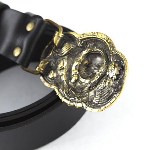 Leather Belt with belt buckle Alien, Steampunk Davy Jones solid brass belt buckle on leather belt4