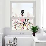 Window Film Bicycle Frosted Window Film Girl Window Film Daytime Privacy Sun Blocking Heat Control W17.7 x L17.7
