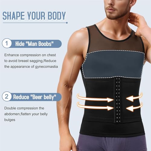 Men’s Compression Shapewear Tank Top Tummy Control Girdle Vest Tight Shirt for Body Shaper Slimming Underwear Workout2