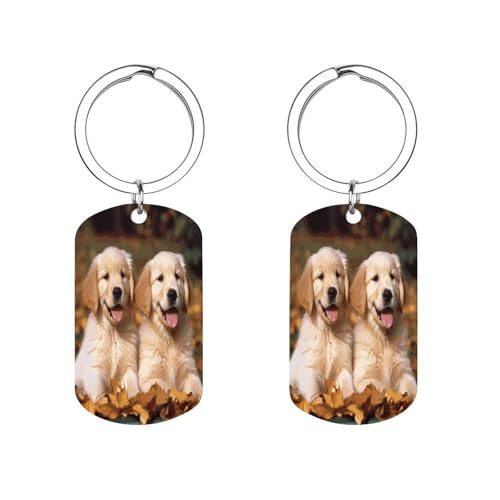 VstaDank Golden Retriever Dogs Puppies Pets Metal Keychain Stainless Steel