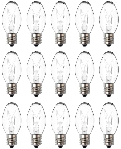 Snnalosses 7 Watt Night Light Bulb Warm White Replacement Bulbs - E12 Window Candle Light Bulbs - Warm White Glow - Dimmable 15 Pack (Night Light Bulbs 7 Watt)
