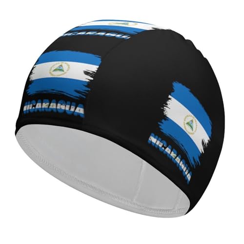 Gorra de baño Vintage con Bandera de Nicaragua (1)(1) para Mujeres y Hombres, Impermeable, para Adultos, para Cabello Largo y Corto.