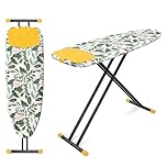 KINGRACK Full Size Ironing Board, Extra Wide Iron Board with Silicon Iron Rest, 4 Adjustable Height, Heavy Duty Ironing Board With Metal Panels, 135x46cm, Green