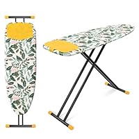 KINGRACK Full Size Ironing Board, Extra Wide Iron Board with Silicon Iron Rest, 4 Adjustable Height, Heavy Duty Ironing Board With Metal Panels, 135x46cm, Green