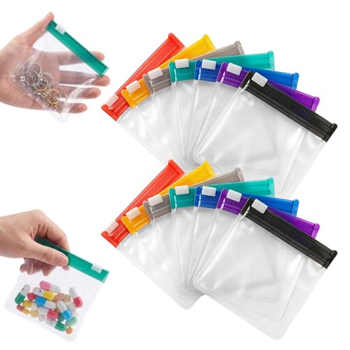 Self Sealing Medicine Bags 2026 Waterproof Pill Pouch Set Reusable Travel Pills Organizer for Medicine or Vitamins Self-Sealing Zipper Medicine Bags for Daily Use(14pcs)